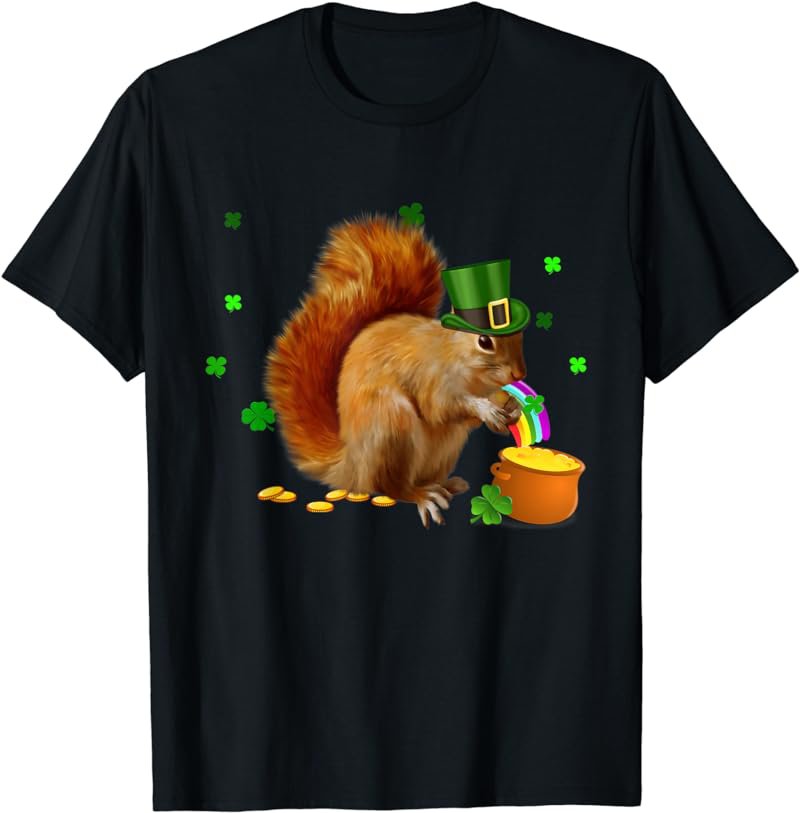 St Patricks Day Squirrel Shirt Funny Squirrel Leprechaun Hat T-Shirt