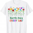 Pretty Growing Flowers and Butterflies Earth Day Every Day T-Shirt