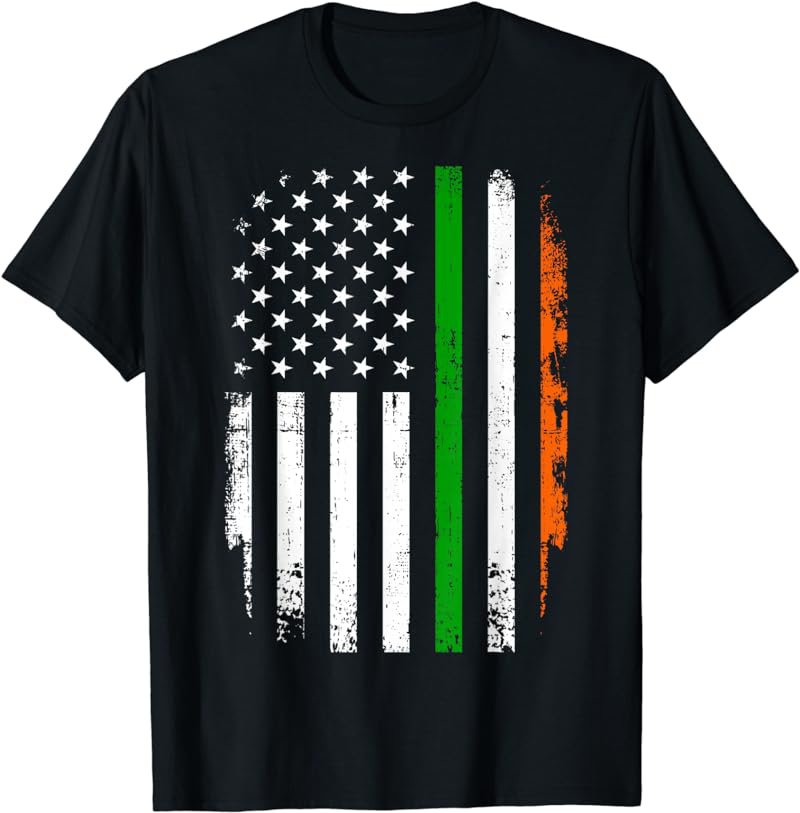 Irish american St Patricks day with US and Ireland flag T-Shirt