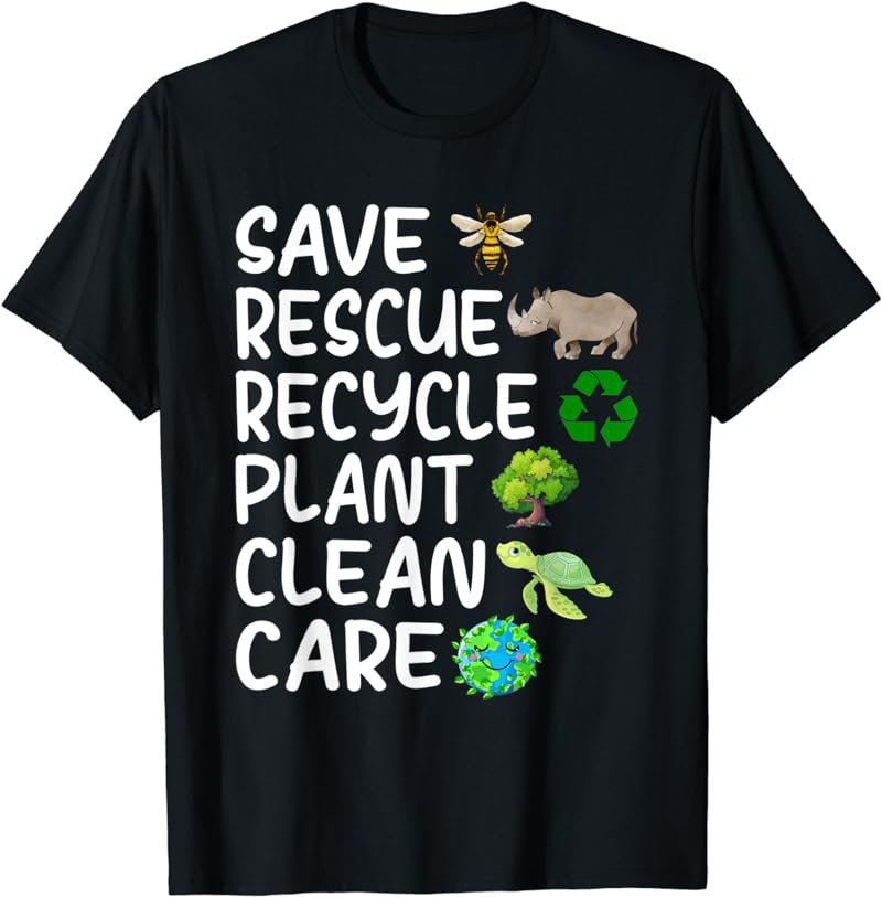 Save Bees Rescue Animals Recycle Plastic Earth Day Planet T-Shirt