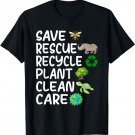 Save Bees Rescue Animals Recycle Plastic Earth Day Planet T-Shirt