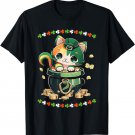 Cat St Patricks Day Leprechaun Hat Pot of Gold Shamrock T-Shirt