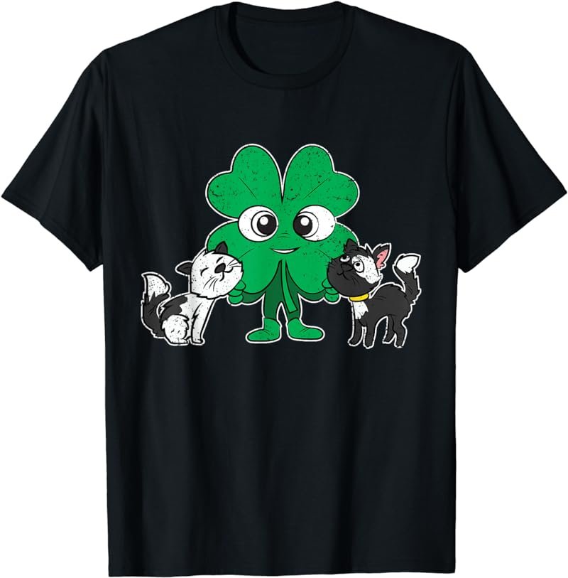 Shamrock Cat Lover St Patricks Day Cute Irish Clover Kitten T-Shirt