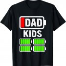 Funny Dad of Four KIDS Low Battery Father of 4 Kids Dad T-Shirt