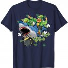 Shark Lovers Kids - St Patricks Day Leprechaun Riding Shark T-Shirt