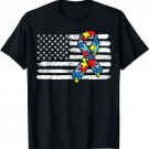 Autism Ribbon USA American Flag 4th of July Gift T-Shirt