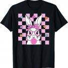 Cute Bunny With Pink Heart Glasses Bubblegum Easter Day T-Shirt