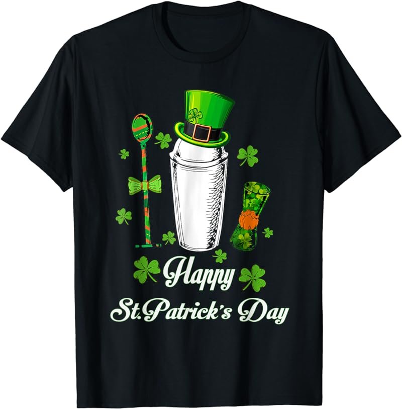 Leprechaun Shamrock Bartender Happy St Patrick's Day T-Shirt