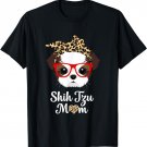 Shih Tzu Mom Leopard Print Dog Puppy Lovers Mother's Day T-Shirt