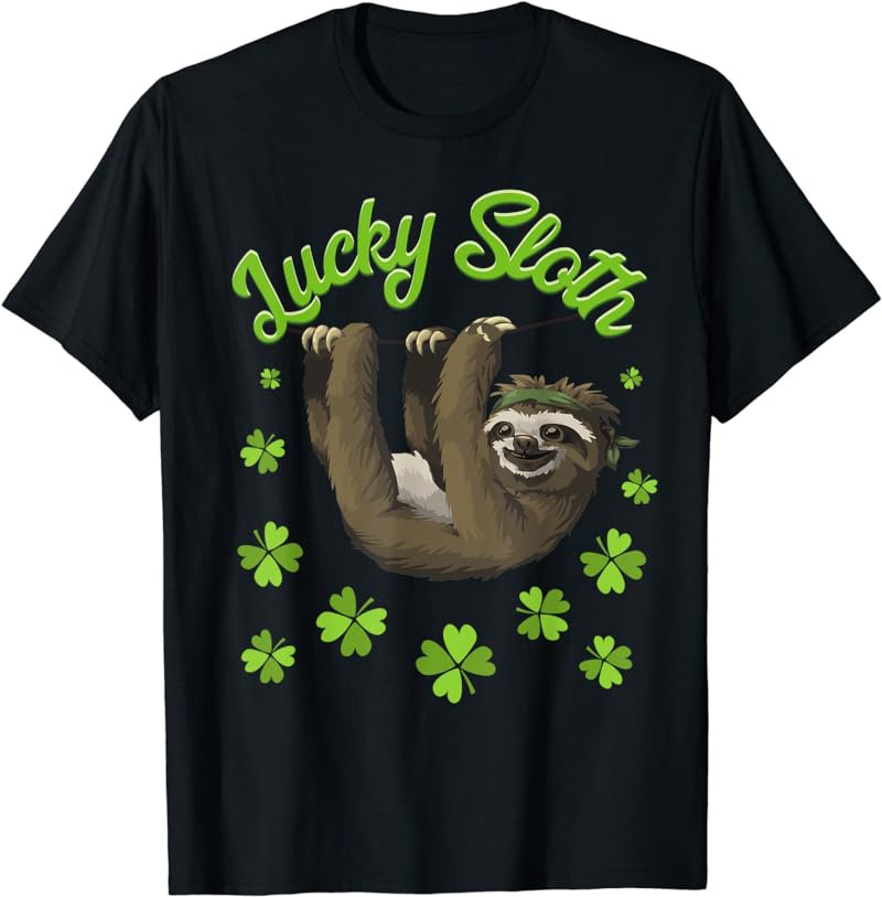 St. Patrick's Day Lucky Sloth T-Shirt Boys Girls Men Women