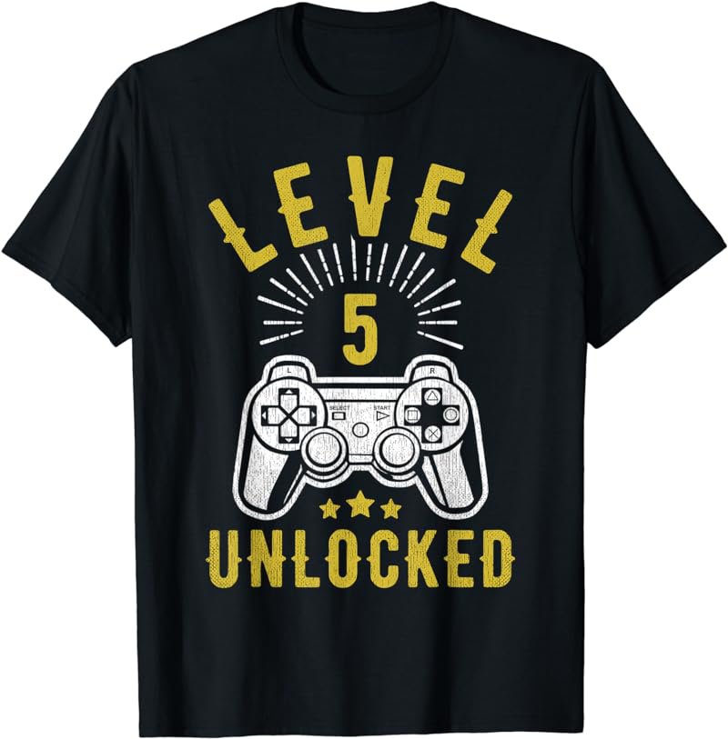 Birthday 5-YO Boy Level 5 Unlocked Anniversary 5th Wedding T-Shirt