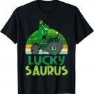 Lucky Dinosaur Monster Truck T Rex Shamrock St Patrick's Day T-Shirt