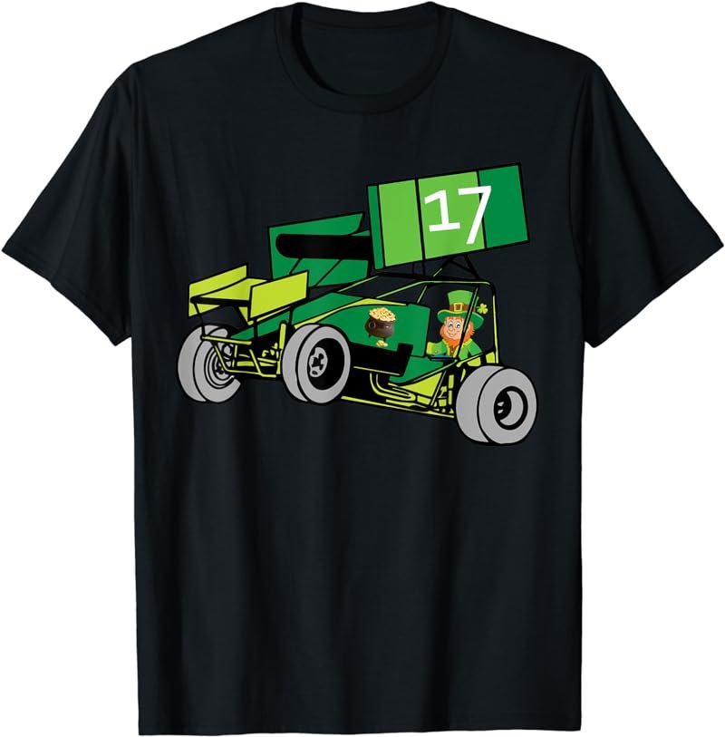 Sprint Car Dirt Tracking Racing Leprechaun St. Patricks Day T-Shirt