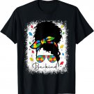 Be Kind Autism Awareness Messy Bun Afro Autistic Girl Woman T-Shirt
