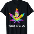 Hippie Tie Dye 420 Worlds Dopest Dad Funny Marijuana Leaf T-Shirt