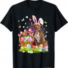 Funny Easter Bunny Pitbull Dog Bunny Ear Egg Basket T-Shirt
