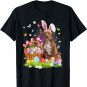 Funny Easter Bunny Pitbull Dog Bunny Ear Egg Basket T-Shirt