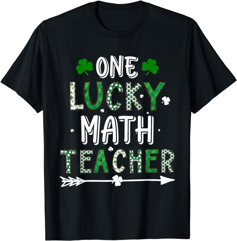 One Lucky Math Teacher St Patricks Day Buffalo Plaid T-Shirt