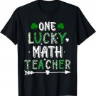 One Lucky Math Teacher St Patricks Day Buffalo Plaid T-Shirt