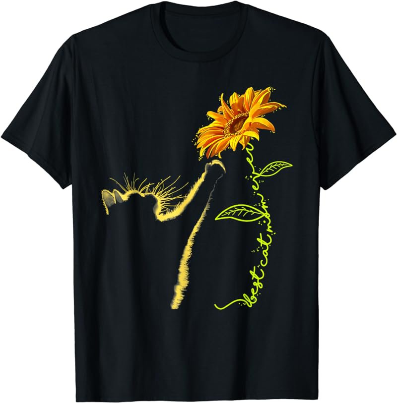 Best Cat Mom Ever Sunflower Mother's Day Gifts for Cat Lover T-Shirt