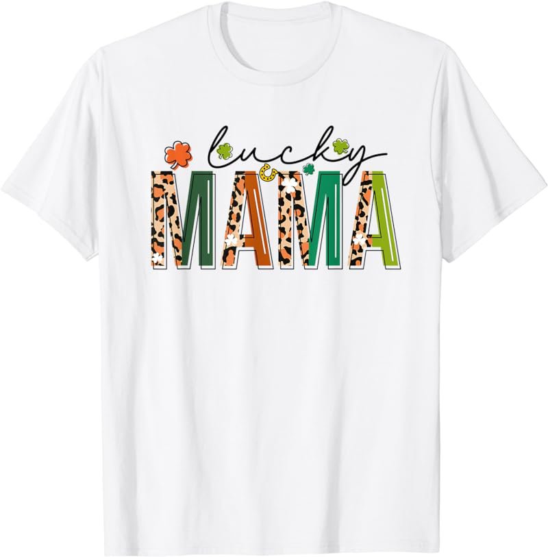 St Patrick's Day Leopard Shirt For Mom Grandma Lucky Mama T-Shirt