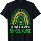 One Lucky School Nurse St Patricks Day Shamrock Rainbow T-Shirt
