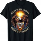 Jesus Is My Savior Riding Is My Therapy Jesus Motorcycle T-Shirt