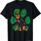 Leprechaun Rottweiler St Patricks Day Shamrock Paw T-Shirt