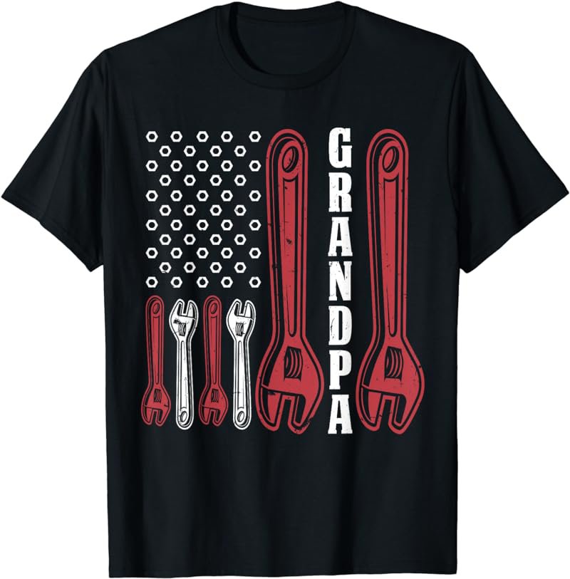 Grandpa American Flag Handyman Tools T-Shirt