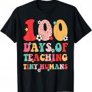 Teacher Kids Retro Groovy 100 Days Happy 100th Day Of School T-Shirt