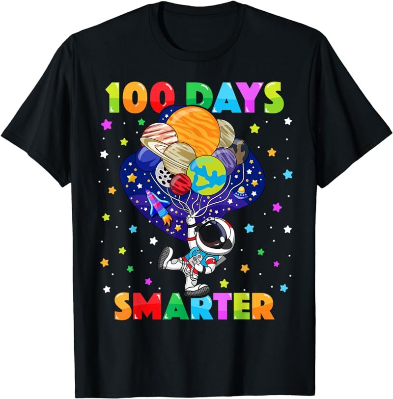 100 Days of School Astronaut Outer Space Boys Kids 100th Day T-Shirt