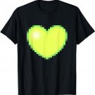 Yellow Lime Green Pixelated Heart T Shirt, Retro Gamer Pixel