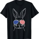 Happy Easter day egg US American Flag vintage Bunny face T-Shirt