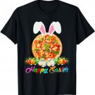 Happy Easter Day Floral Flower Bunny Pizza Hunting Eggs T-Shirt