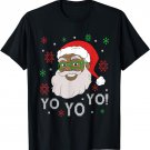 Black Funny Santa Claus Christmas Yo Yo Yo Xmas Costume T-Shirt