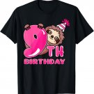 9th Birthday Sloth Theme Bday Party Celebration 9 T-Shirt