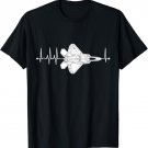 F-22 Raptor Schematic Airplane Pulse EKG Pilot F22 Heartbeat T-Shirt