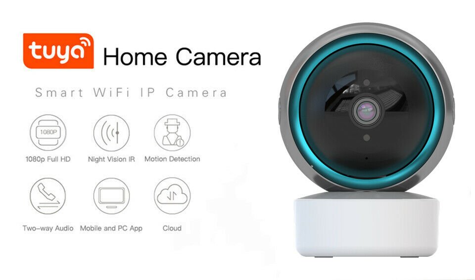 Tuya Smart Home Security Camera with Night Vision,2-Way Audio,Human Motion Track