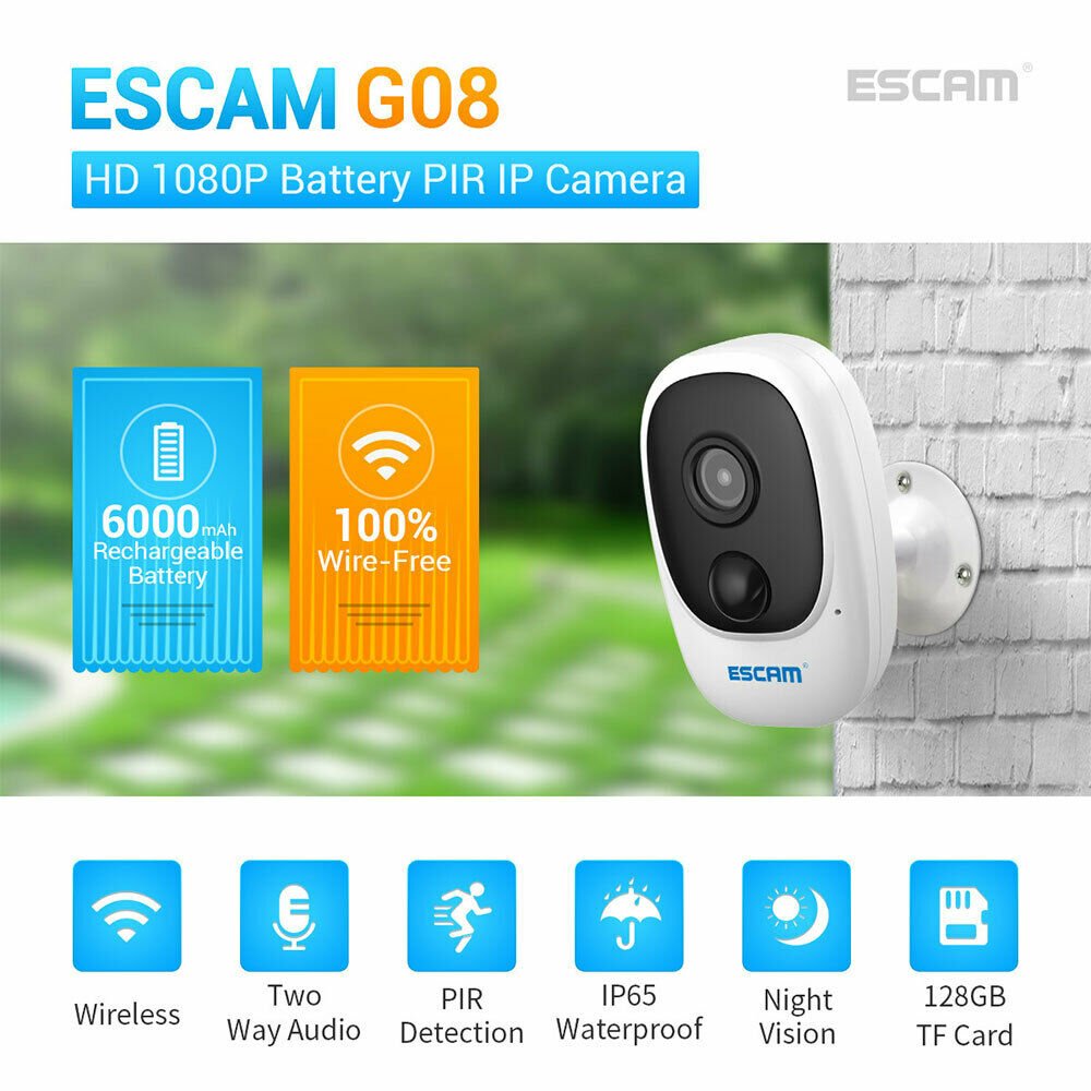 Battery Powered Wifi Wireless Camera IP Security Outdoor Indoor Smart Home Cam