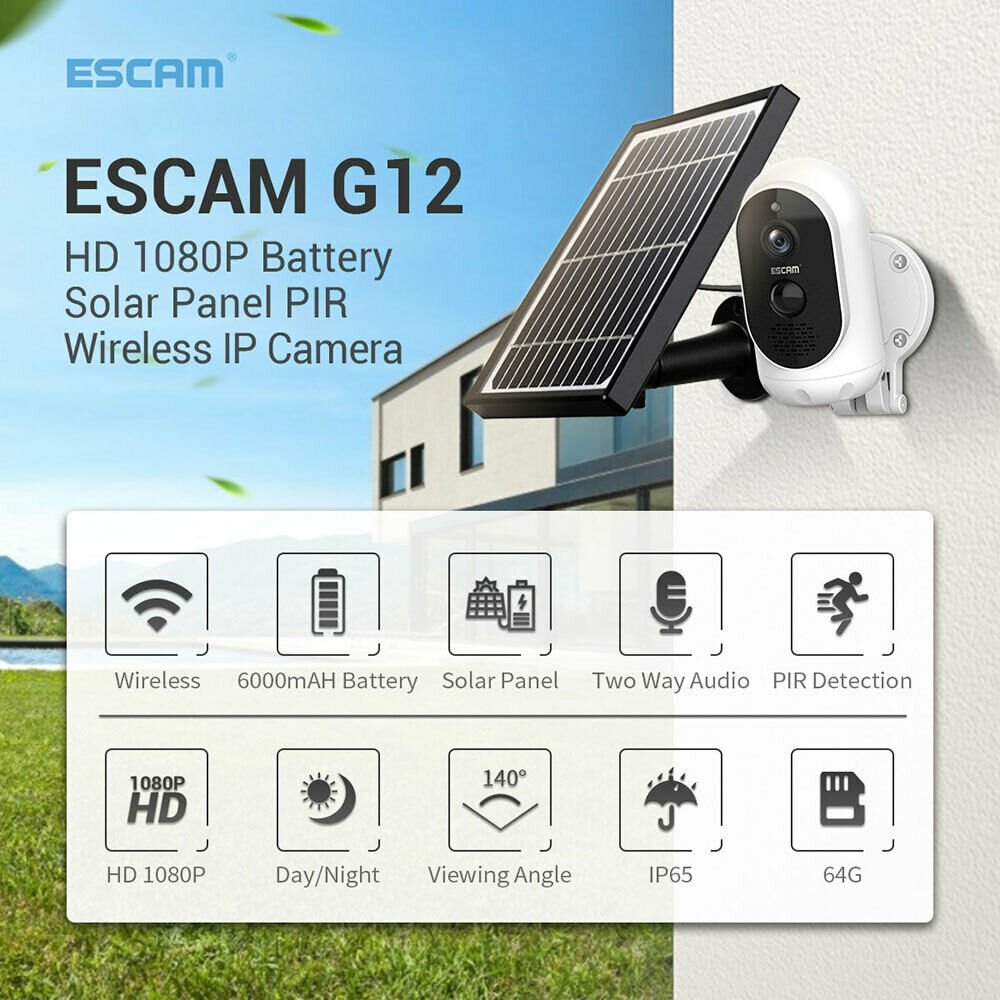 Solar Powered Security Camera with Battery Home Outdoor IP Wifi Wireless Camera