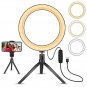 10&acirc;�� Ring Light LED Desktop Selfie 3 Colors Flash for Makeup Live Stream Youtube