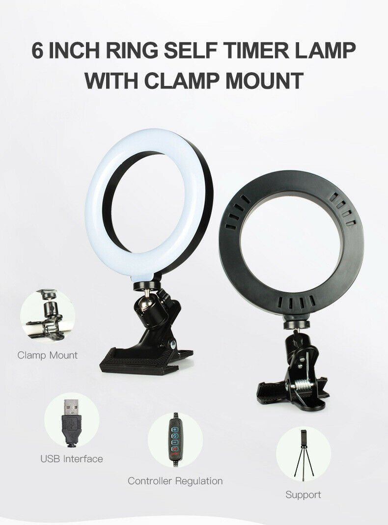 6&acirc;�� LED Ring Light Kit Dimmable Selfie Live Streaming Photo Video Makeup Lamp