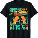 Stomp Chomp Roar I'm 4 Guitar Dinosaur Kid 4th Birthday T-Shirt