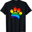 Rainbow Dog Paw Print Shirt - I Love Dogs T-Shirt