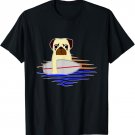 Pug at Beach with Surf Board Surfing T-Shirt