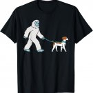 Yeti Walking Brittany Spaniel Cryptozoology Dog T-Shirt