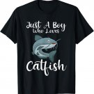 Just A Boy Who Loves Catfish Funny Catfish Lover Boys Kids T-Shirt