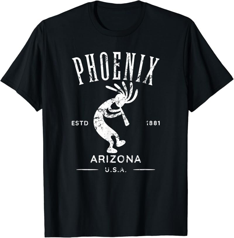 Phoenix Arizona Dancing Kokopelli Distressed Design T-Shirt