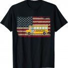 School Bus Driver America Flag Patriotic Bus Driving Gift T-Shirt