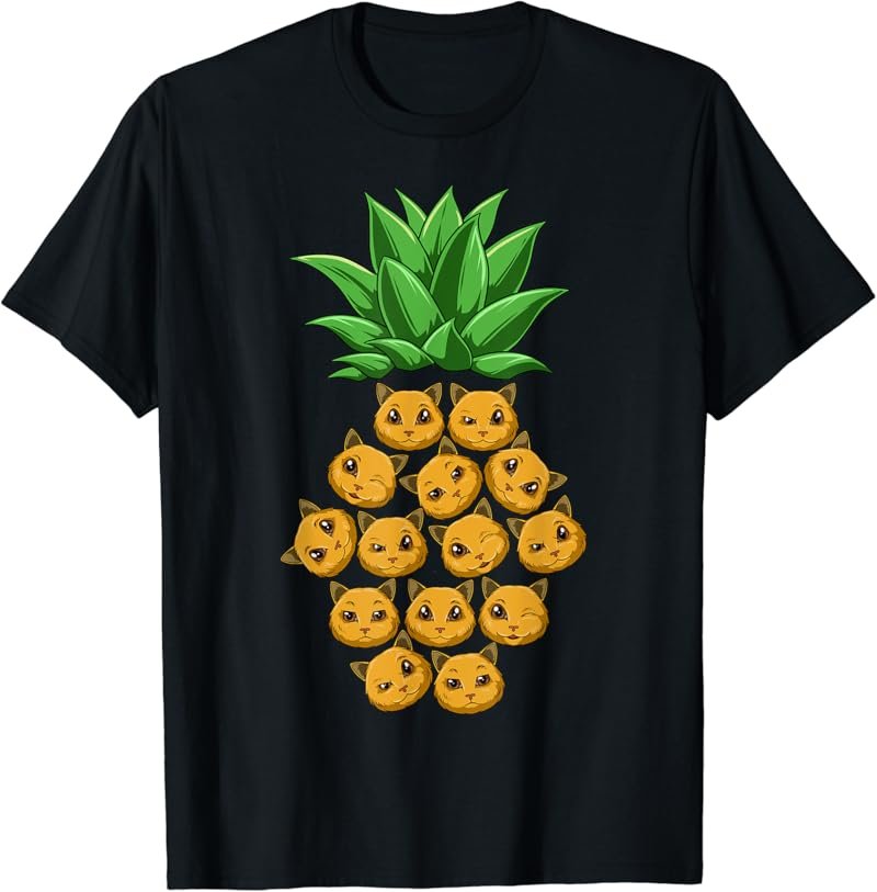 Pineapple Cats Pineapple Shape Cat Lovers T-Shirt